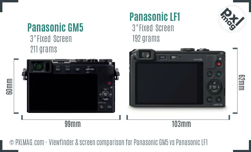 Panasonic GM5 vs Panasonic LF1 Screen and Viewfinder comparison