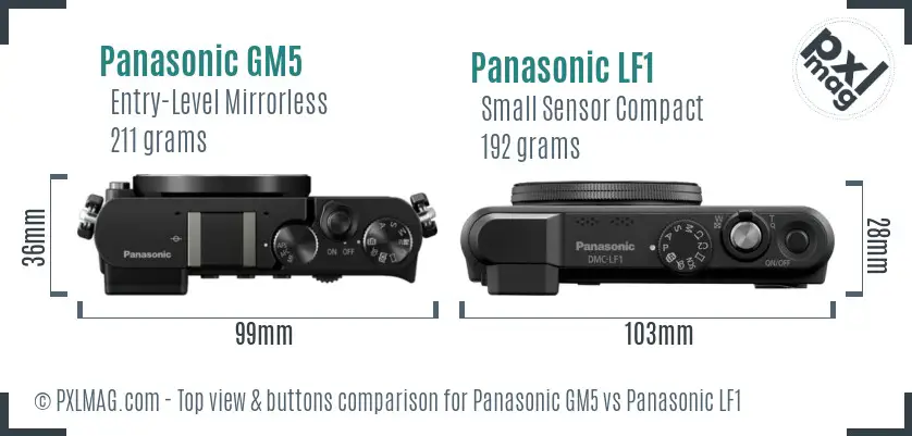 Panasonic GM5 vs Panasonic LF1 top view buttons comparison