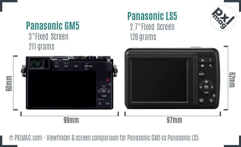 Panasonic GM5 vs Panasonic LS5 Screen and Viewfinder comparison