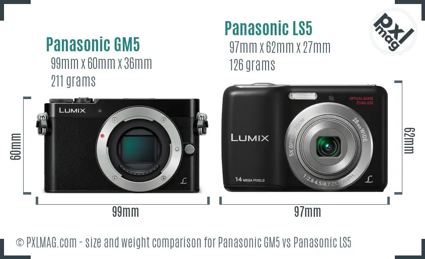 Panasonic GM5 vs Panasonic LS5 size comparison