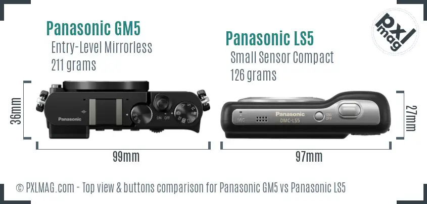 Panasonic GM5 vs Panasonic LS5 top view buttons comparison