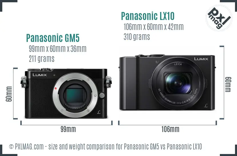 Panasonic GM5 vs Panasonic LX10 size comparison
