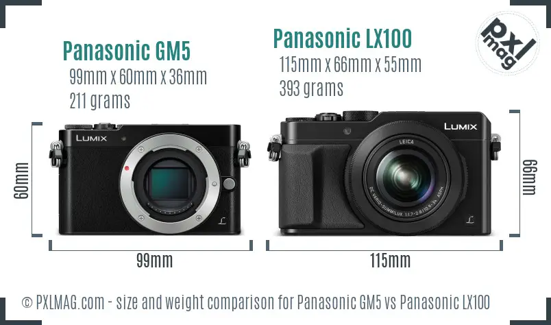 Panasonic GM5 vs Panasonic LX100 size comparison