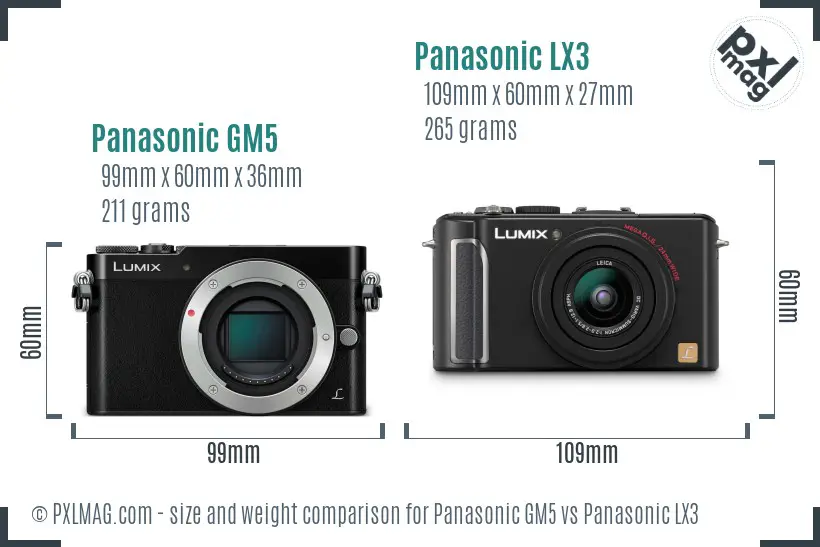 Panasonic GM5 vs Panasonic LX3 size comparison