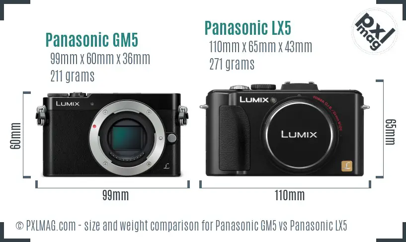 Panasonic GM5 vs Panasonic LX5 size comparison