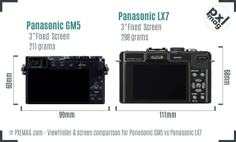 Panasonic GM5 vs Panasonic LX7 Screen and Viewfinder comparison