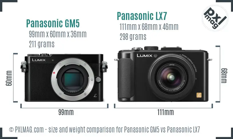 Panasonic GM5 vs Panasonic LX7 size comparison