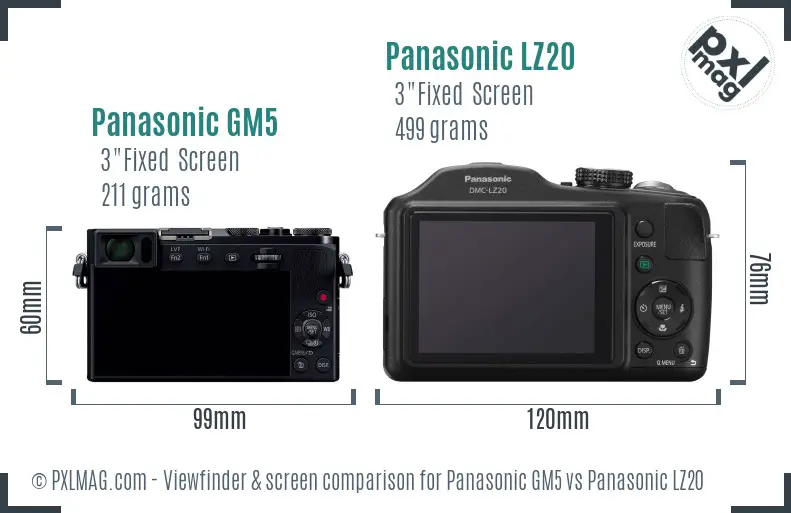 Panasonic GM5 vs Panasonic LZ20 Screen and Viewfinder comparison