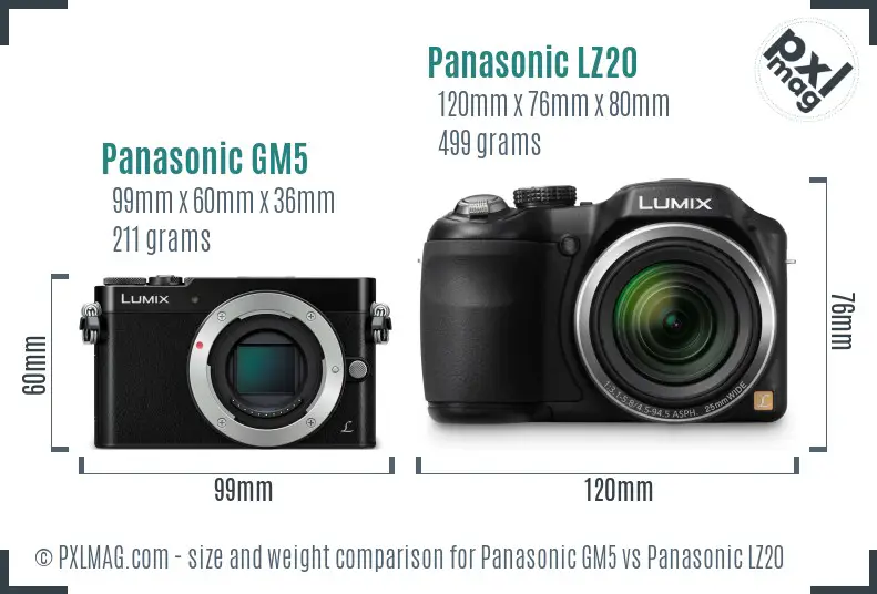 Panasonic GM5 vs Panasonic LZ20 size comparison