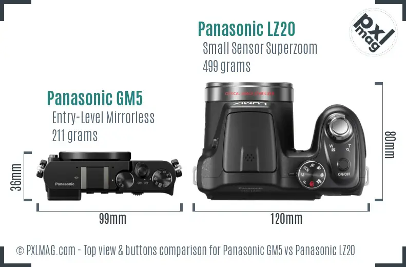 Panasonic GM5 vs Panasonic LZ20 top view buttons comparison