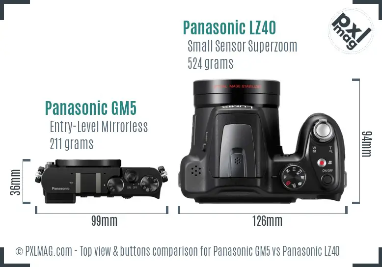 Panasonic GM5 vs Panasonic LZ40 top view buttons comparison