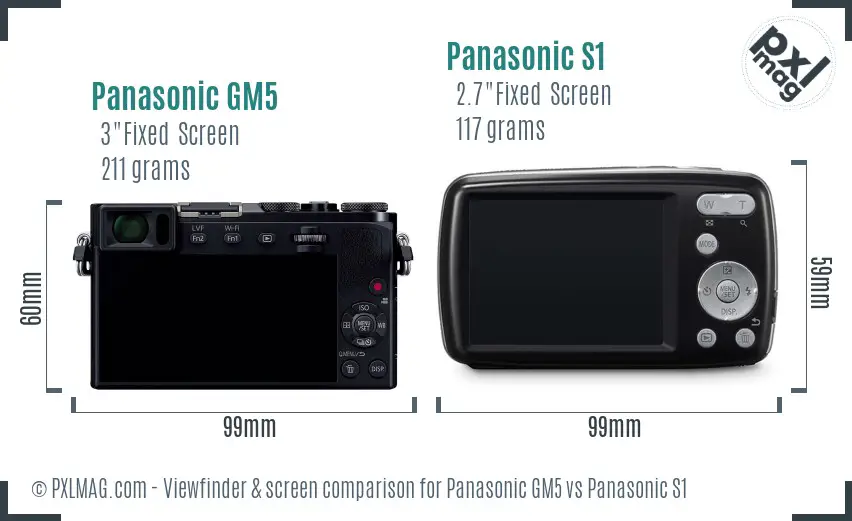 Panasonic GM5 vs Panasonic S1 Screen and Viewfinder comparison