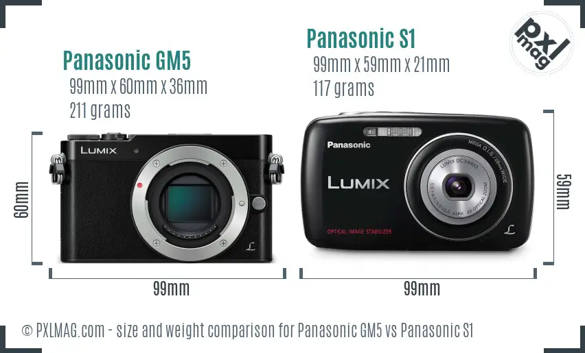 Panasonic GM5 vs Panasonic S1 size comparison