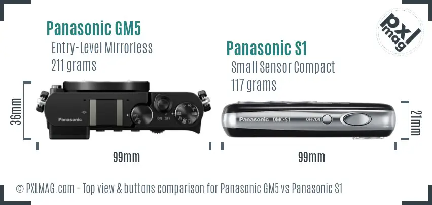 Panasonic GM5 vs Panasonic S1 top view buttons comparison