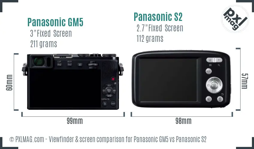 Panasonic GM5 vs Panasonic S2 Screen and Viewfinder comparison