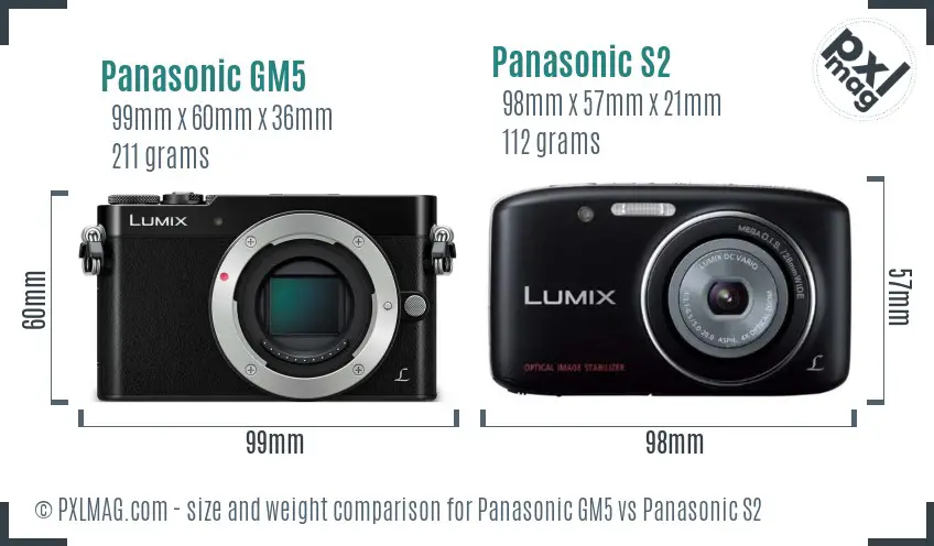 Panasonic GM5 vs Panasonic S2 size comparison