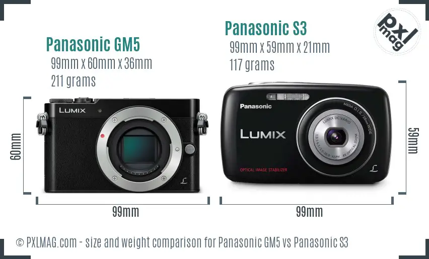 Panasonic GM5 vs Panasonic S3 size comparison