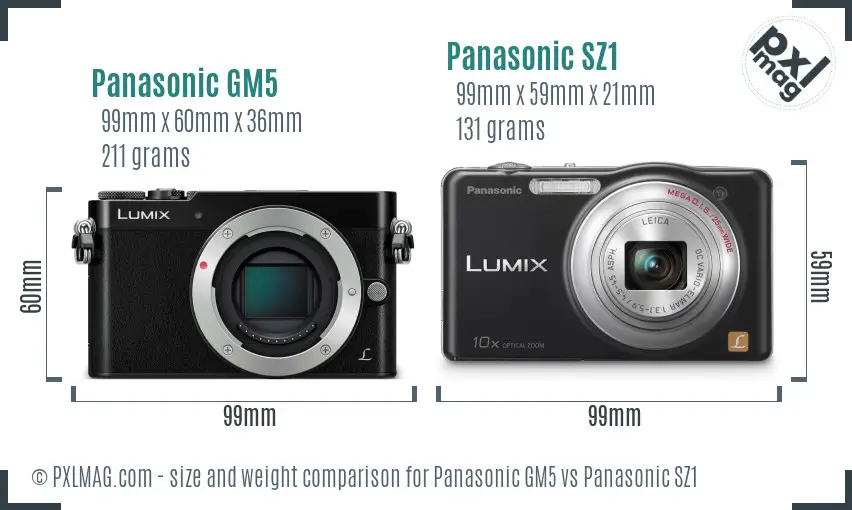 Panasonic GM5 vs Panasonic SZ1 size comparison