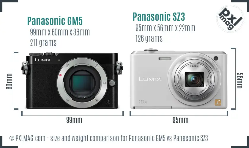 Panasonic GM5 vs Panasonic SZ3 size comparison