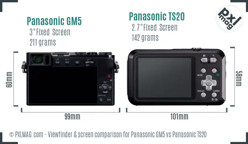 Panasonic GM5 vs Panasonic TS20 Screen and Viewfinder comparison