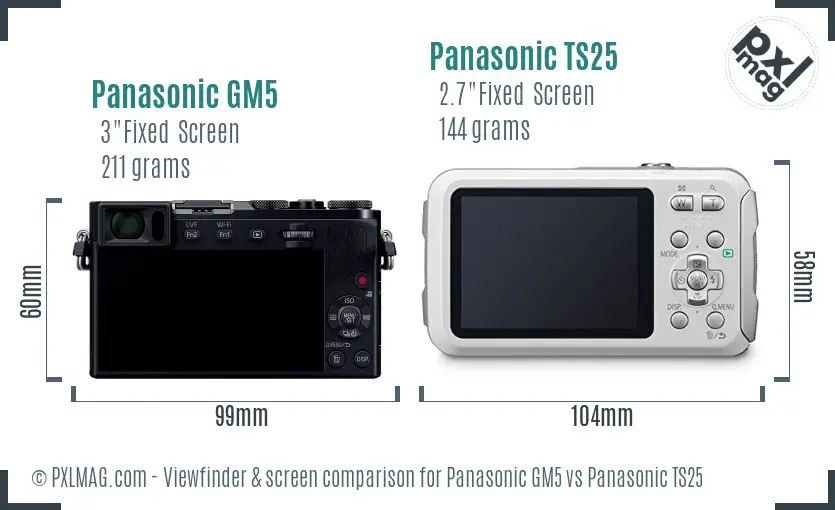 Panasonic GM5 vs Panasonic TS25 Screen and Viewfinder comparison