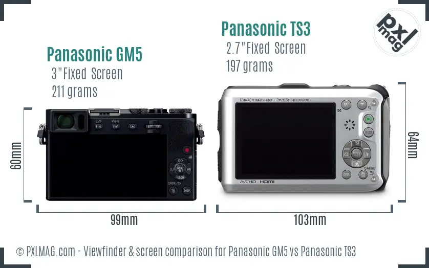 Panasonic GM5 vs Panasonic TS3 Screen and Viewfinder comparison