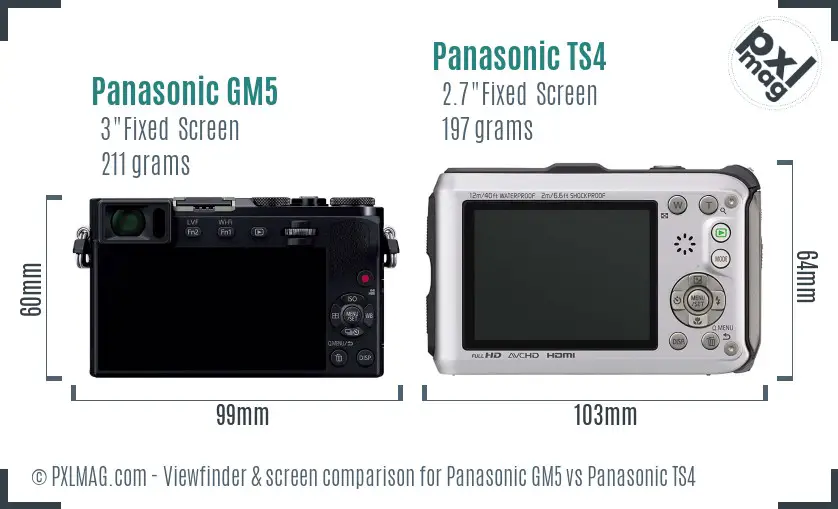 Panasonic GM5 vs Panasonic TS4 Screen and Viewfinder comparison