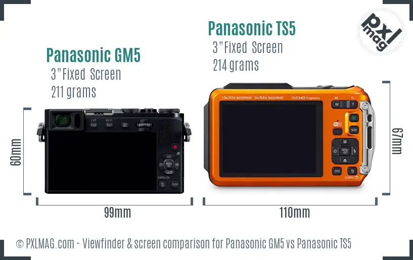 Panasonic GM5 vs Panasonic TS5 Screen and Viewfinder comparison