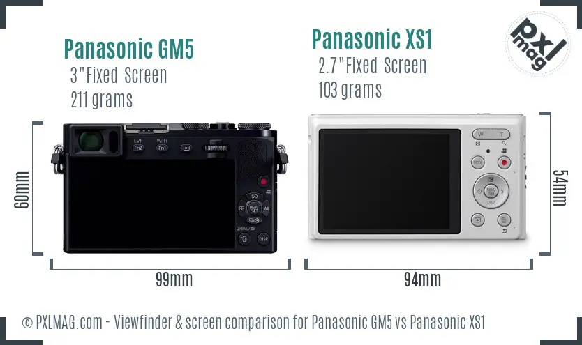 Panasonic GM5 vs Panasonic XS1 Screen and Viewfinder comparison