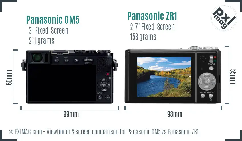Panasonic GM5 vs Panasonic ZR1 Screen and Viewfinder comparison