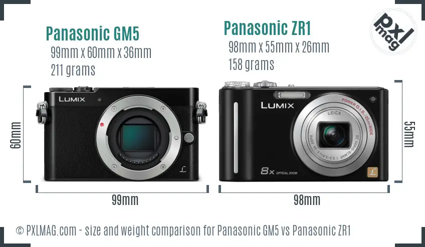 Panasonic GM5 vs Panasonic ZR1 size comparison