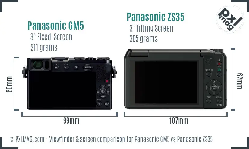 Panasonic GM5 vs Panasonic ZS35 Screen and Viewfinder comparison