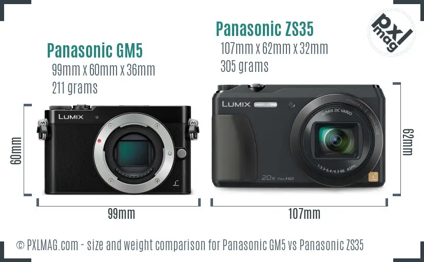 Panasonic GM5 vs Panasonic ZS35 size comparison