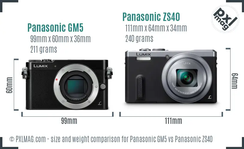 Panasonic GM5 vs Panasonic ZS40 size comparison