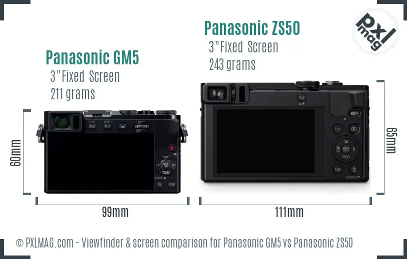 Panasonic GM5 vs Panasonic ZS50 Screen and Viewfinder comparison