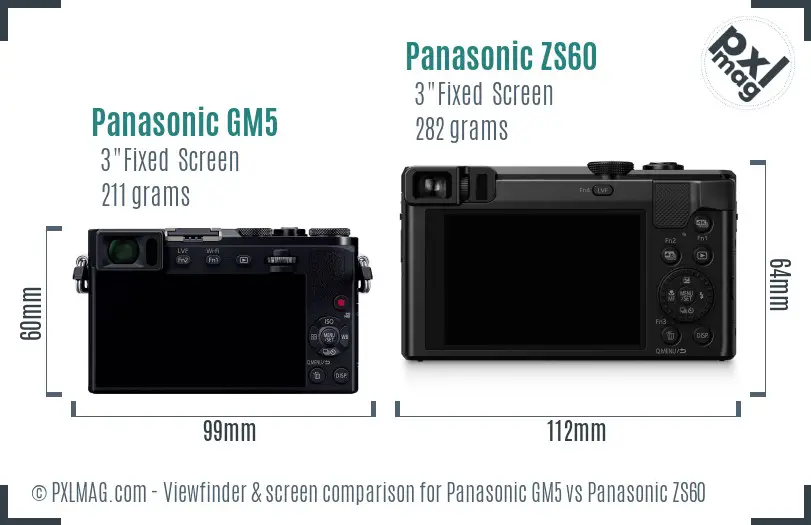 Panasonic GM5 vs Panasonic ZS60 Screen and Viewfinder comparison
