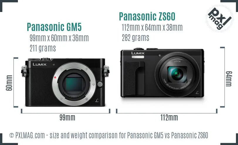 Panasonic GM5 vs Panasonic ZS60 size comparison