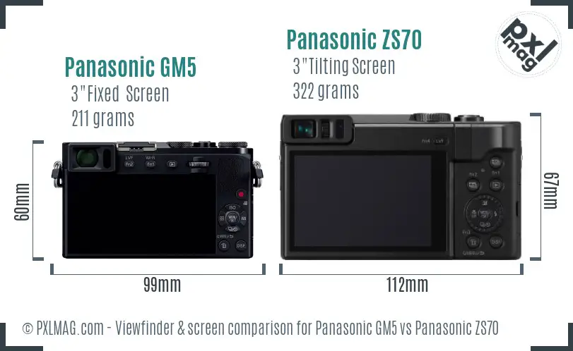 Panasonic GM5 vs Panasonic ZS70 Screen and Viewfinder comparison