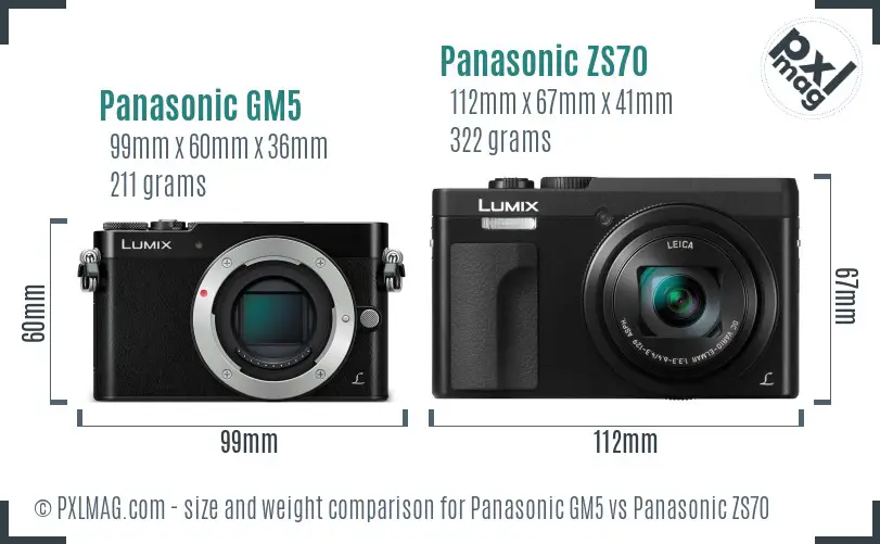 Panasonic GM5 vs Panasonic ZS70 size comparison