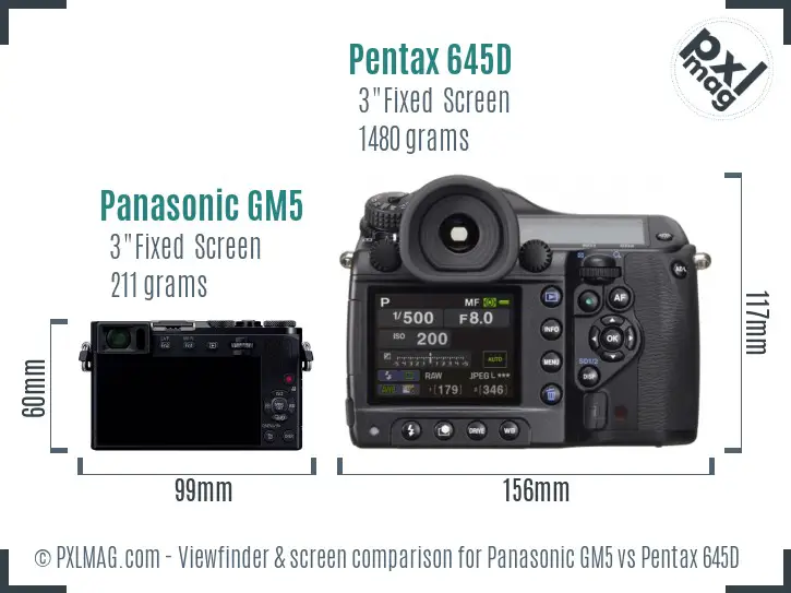 Panasonic GM5 vs Pentax 645D Screen and Viewfinder comparison