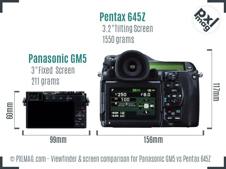 Panasonic GM5 vs Pentax 645Z Screen and Viewfinder comparison