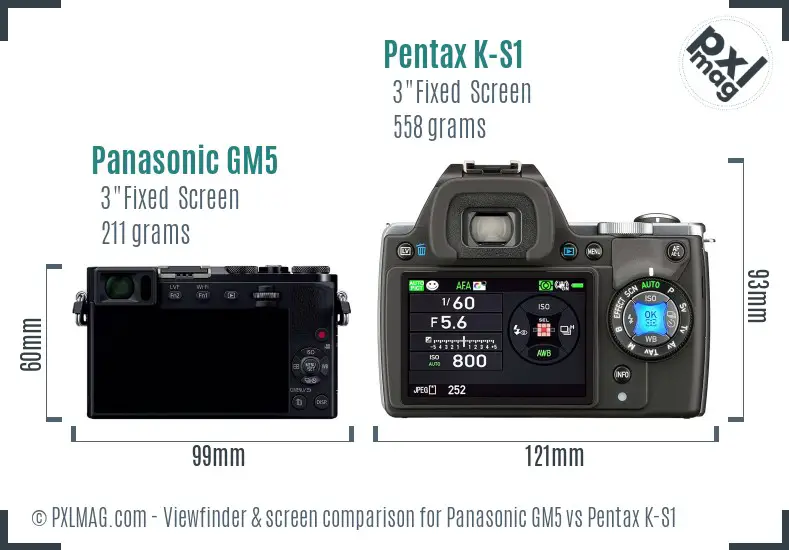 Panasonic GM5 vs Pentax K-S1 Screen and Viewfinder comparison