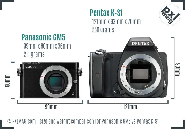 Panasonic GM5 vs Pentax K-S1 size comparison
