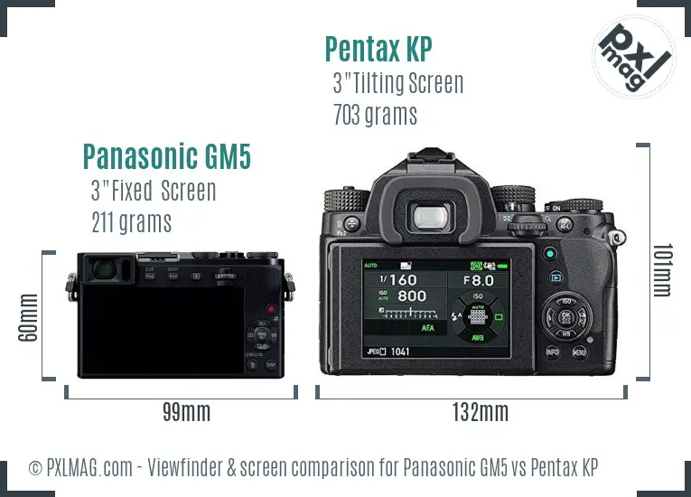 Panasonic GM5 vs Pentax KP Screen and Viewfinder comparison