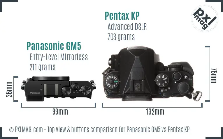 Panasonic GM5 vs Pentax KP top view buttons comparison