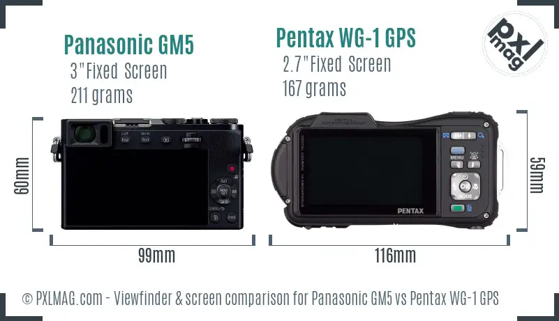 Panasonic GM5 vs Pentax WG-1 GPS Screen and Viewfinder comparison
