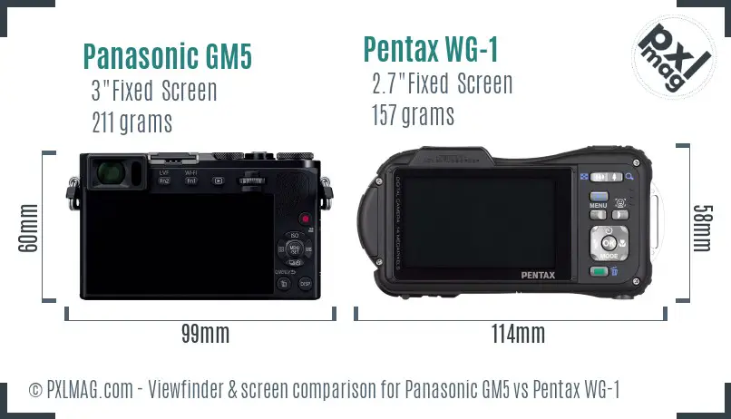 Panasonic GM5 vs Pentax WG-1 Screen and Viewfinder comparison
