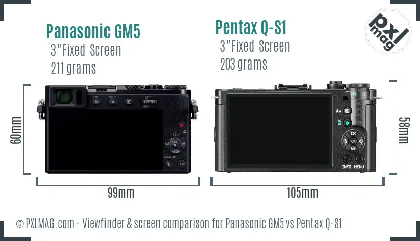 Panasonic GM5 vs Pentax Q-S1 Screen and Viewfinder comparison