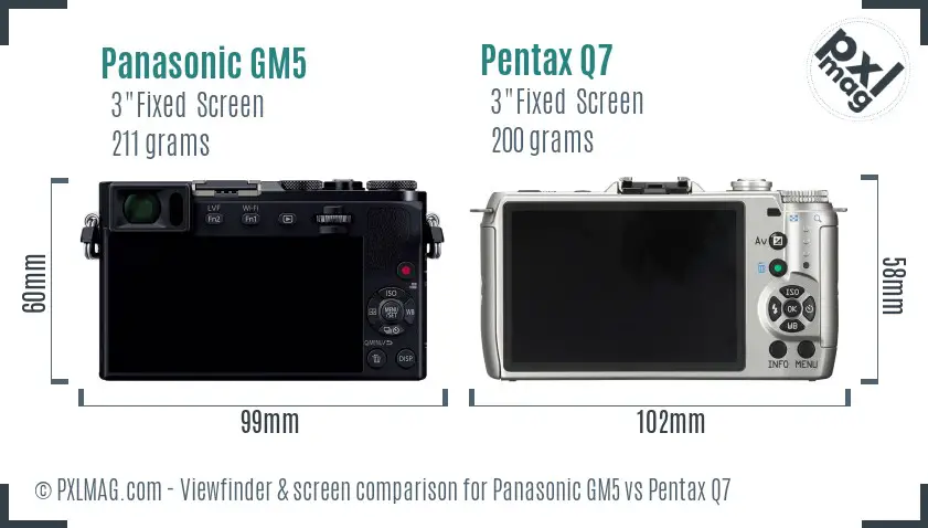 Panasonic GM5 vs Pentax Q7 Screen and Viewfinder comparison Panasonic GM5 vs Pentax Q7 Screen and Viewfinder comparison