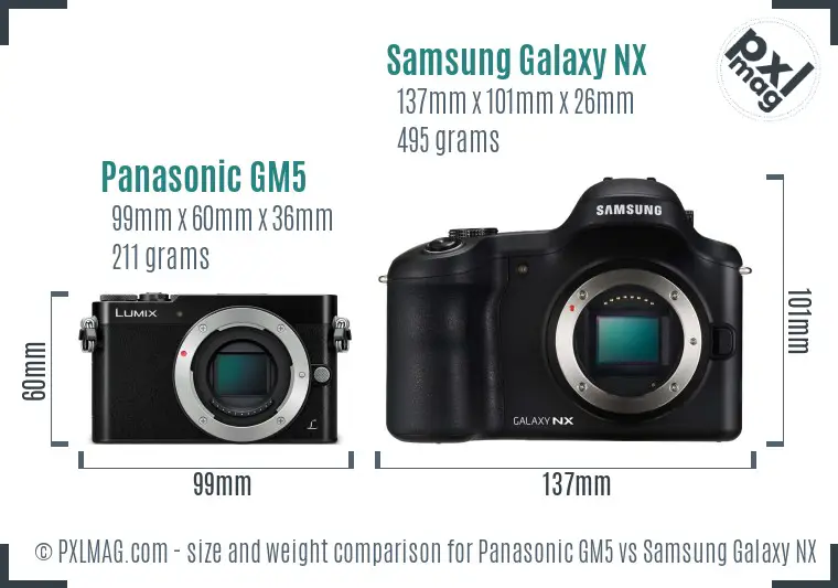 Panasonic GM5 vs Samsung Galaxy NX size comparison